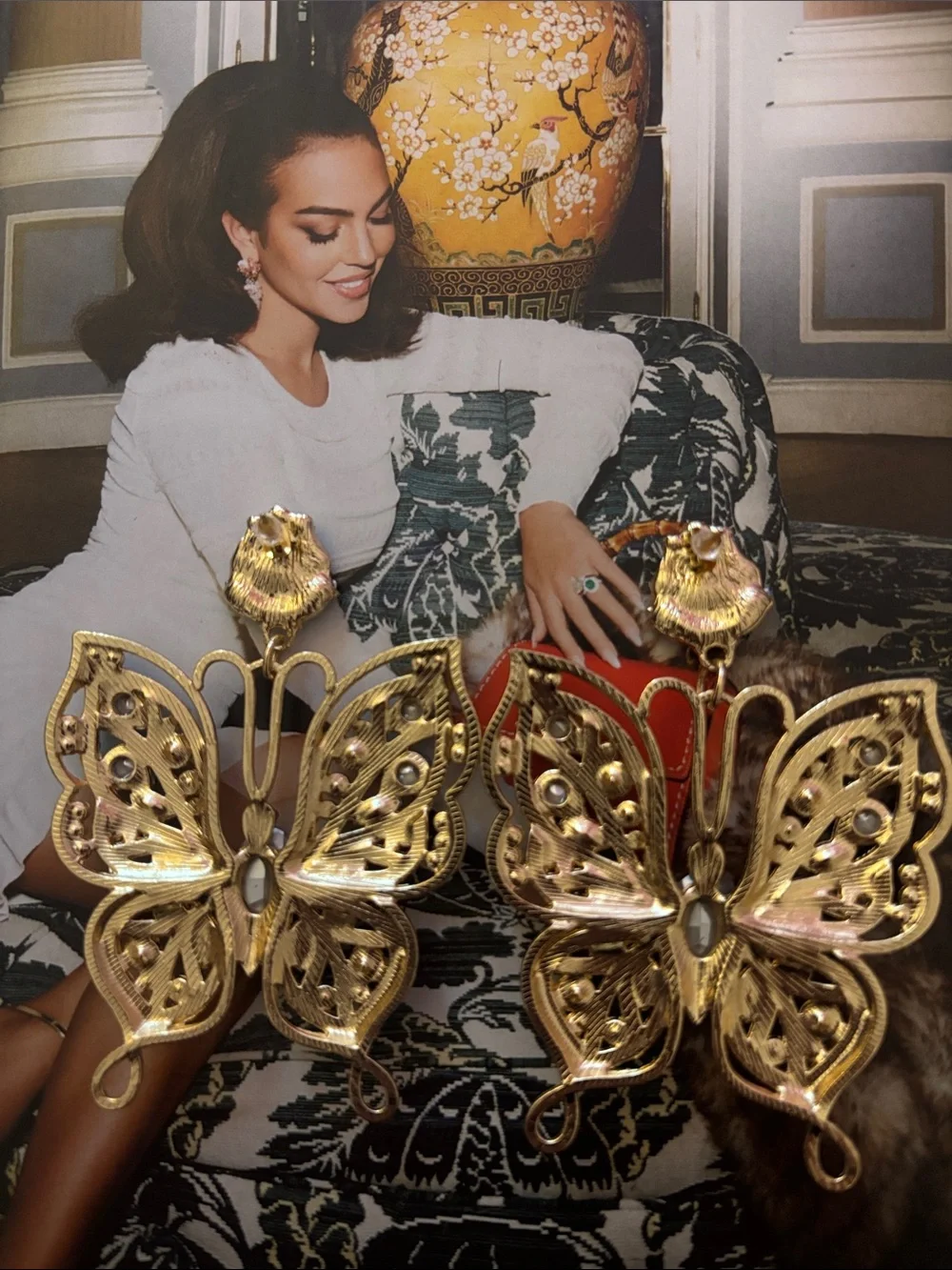 Rhinestones Butterfly Statement Earrings